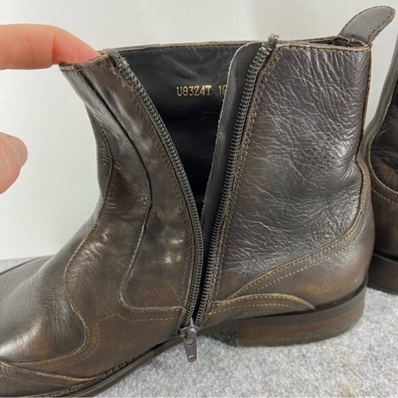 Geox Men’s Brown Leather Western Dress Shoe Ankle Boot Size 43.5 or US 10-10.5 - Picture 10 of 12